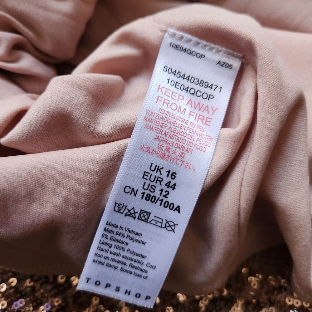 Topshop gold sequin bodycon dress size 12 - Picture 5 of 5